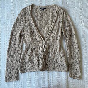 Dalia Coquette Cream Open-Knit Long Sleeve Cardigan Boho